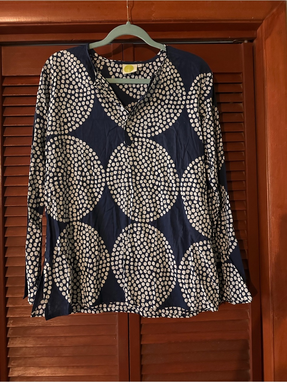 Boden 1/2 Button Front Long Sleeve Tunic. Navy Size Small.